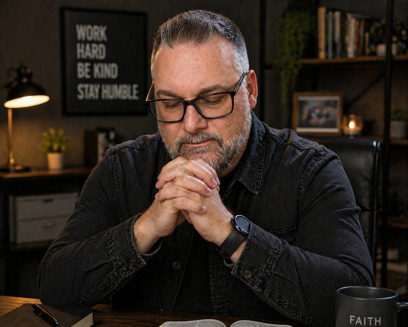 Keith Fentress in prayer